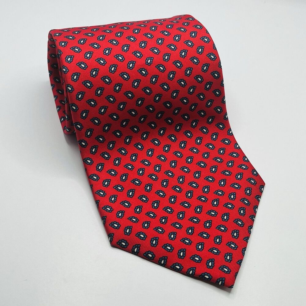 Bert Pulitzer Men’s Red Floral Silk Tie Vintage Made In USA